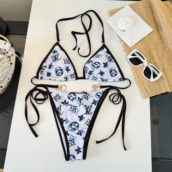 LV Monogram Print Bikini in White Blue Black Polyamide 215739