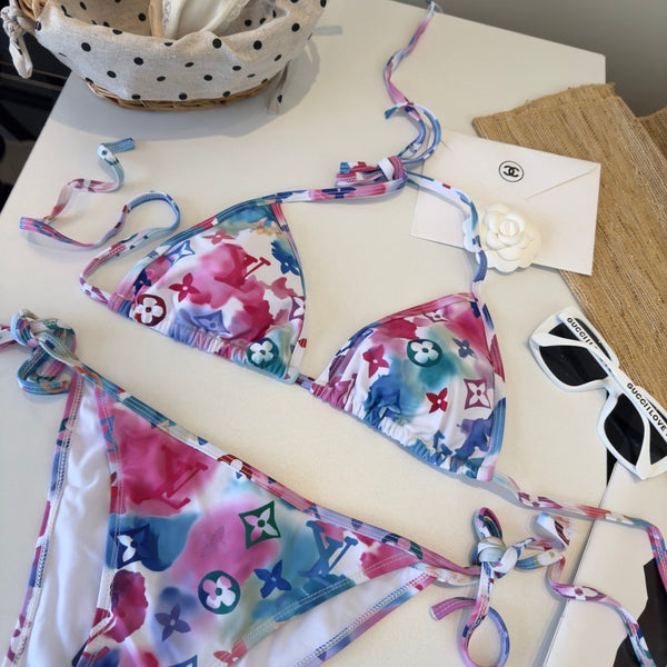 LV Patterned Bikini Blue Pink in Polyamide 206245