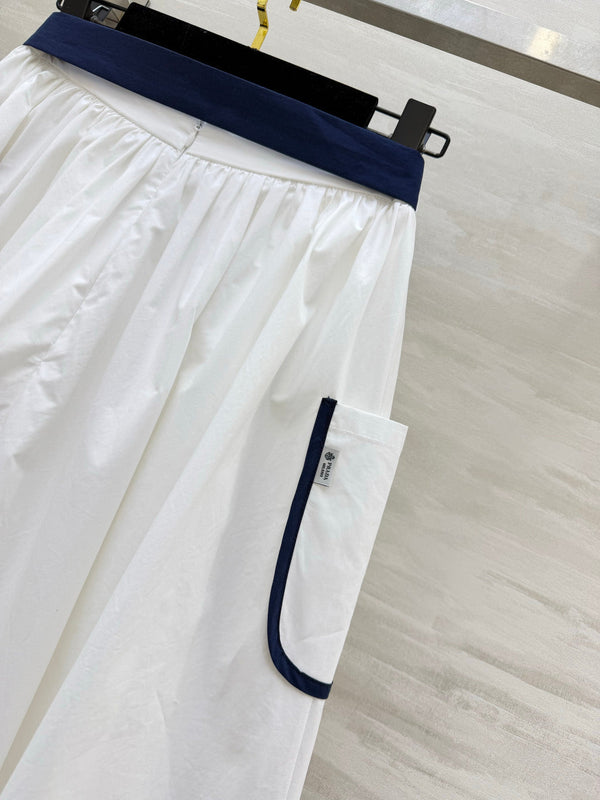 Pra Navy Style Asymmetrical Skirt White in Cotton 388809