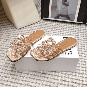 Loe 26 Openwork Woven Sandals Light Brown in Leather 813538