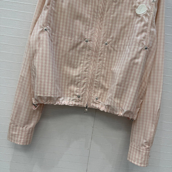 Moncler 26 Check Shirt Jacket Light Pink in Cotton 389787