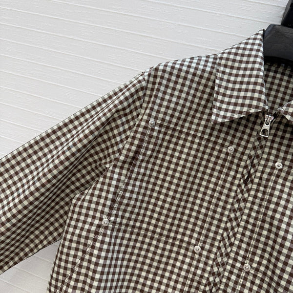 Moncler 26 Check Shirt Jacket Black White in Cotton 389778