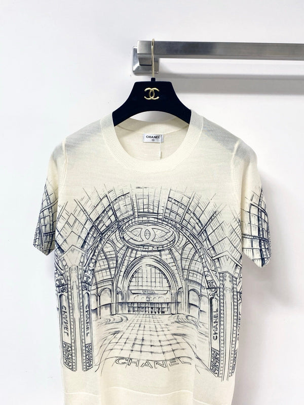CC 2026 Cream Graphic Knit Top Wool 345271