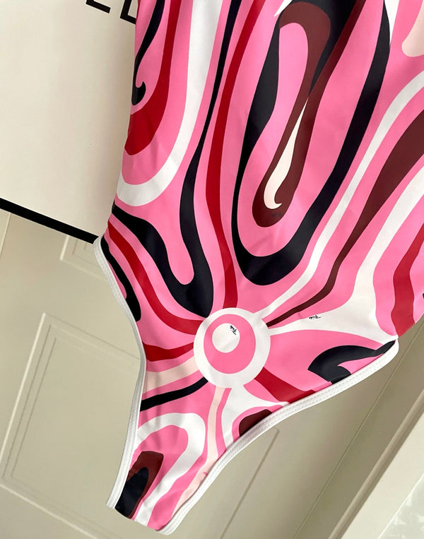 Pucci Printed One-Piece Pink Swimsuit Cotton Blend 149644