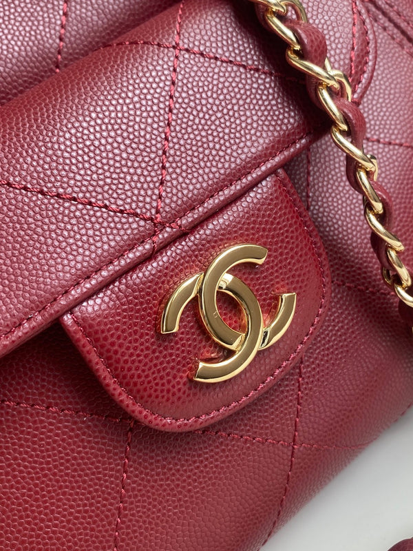 CC Tote Bag 25cm Burgundy Caviar Cowhide