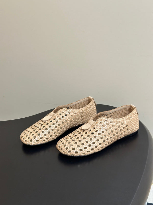 LP 26s Floaty Flats Light Begie Handwoven Cowhide Leather 235280