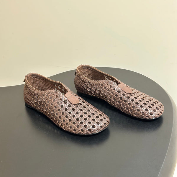 LP 26s Floaty Flats Brown Handwoven Cowhide Leather 235277