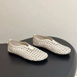 LP 26s Floaty Flats Cream Handwoven Cowhide Leather 235276
