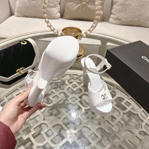 CC 2026 Platform Sandals 11cm White Sheepskin 834300