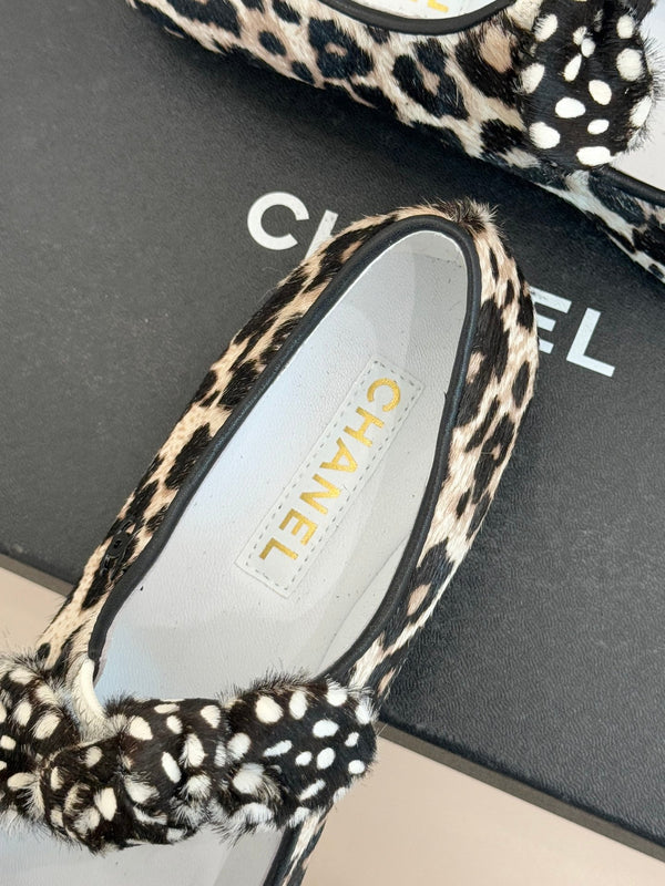 CC Mary Jane Flats Polka Dot Leopard Print Calfskin Pony Hair 841987