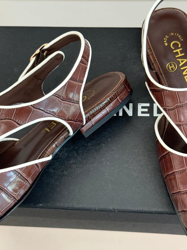 CC 26P T-Strap Flats Square Toe Calfskin 841980