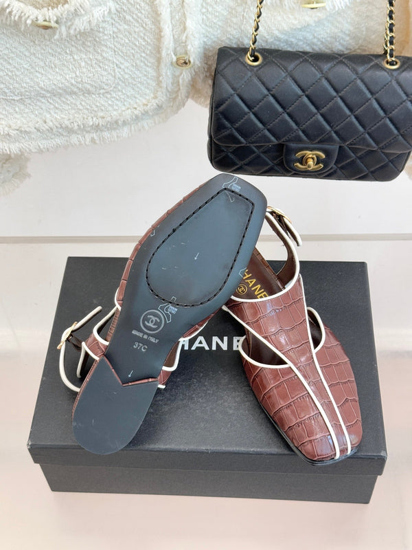 CC 26P T-Strap Flats Square Toe Calfskin 841980