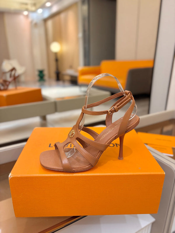 LV Isola Sandals 9.5cm Brown Calfskin Leather 844400