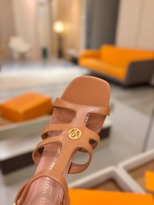 LV Isola Sandals 9.5cm Brown Calfskin Leather 844400