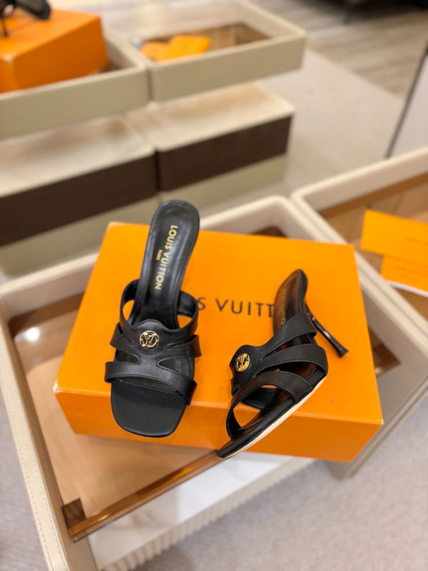 LV Isola Mule 9.5cm Black Calfskin Leather 844388