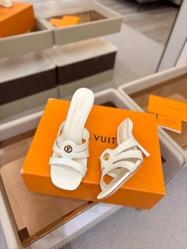 LV Isola Mule 9.5cm White Calfskin Leather 844386