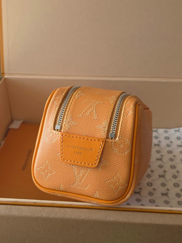 LV Monogram Zip Pouch 20cm Light Orange PVC & Leather Trim 292018