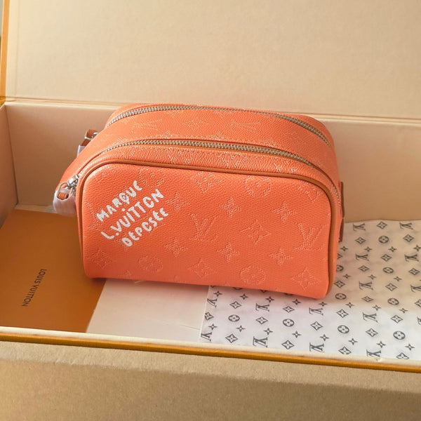 LV Monogram Zip Pouch 20cm Orange PVC & Leather Trim 292016