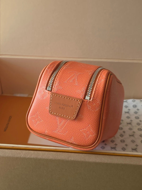 LV Monogram Zip Pouch 20cm Orange PVC & Leather Trim 292016