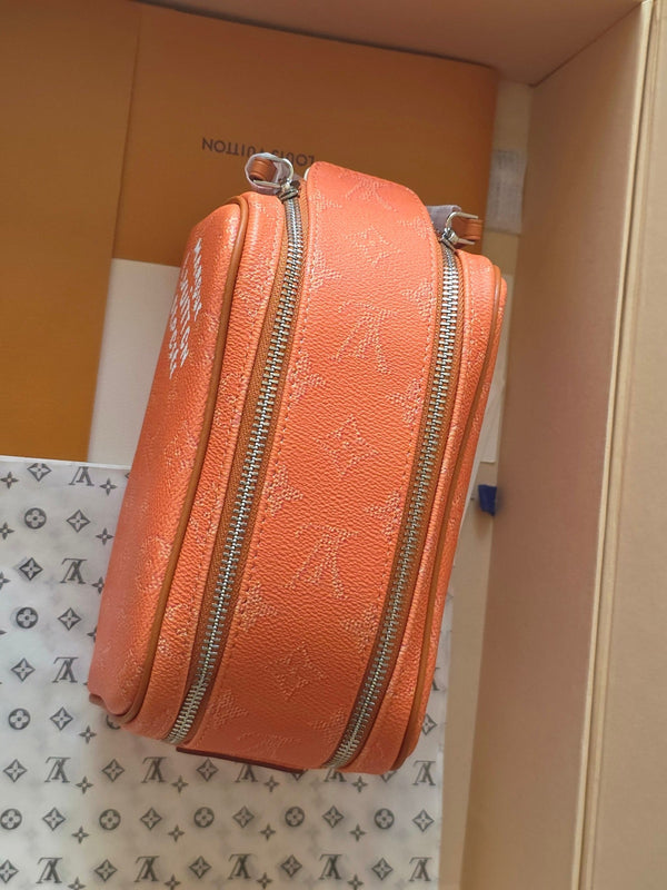 LV Monogram Zip Pouch 20cm Orange PVC & Leather Trim 292016