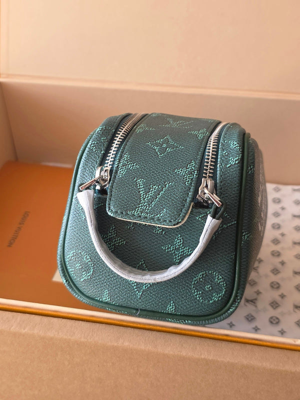 LV Monogram Zip Pouch 20cm Green PVC & Leather Trim 292015