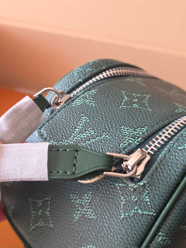 LV Monogram Zip Pouch 20cm Green PVC & Leather Trim 292015