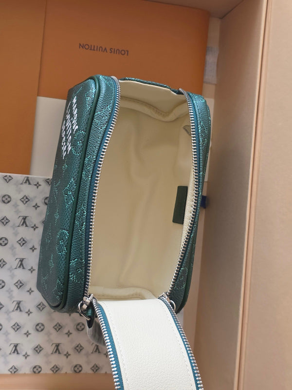 LV Monogram Zip Pouch 20cm Green PVC & Leather Trim 292015