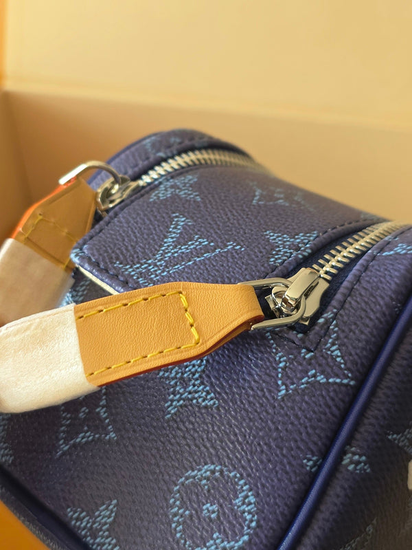 LV Monogram Zip Pouch 20cm Blue PVC & Leather Trim 292013