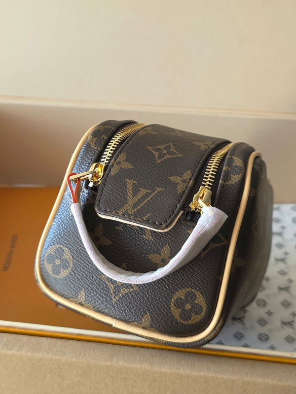 LV Monogram Zip Pouch 20cm Brown PVC & Leather Trim 292012