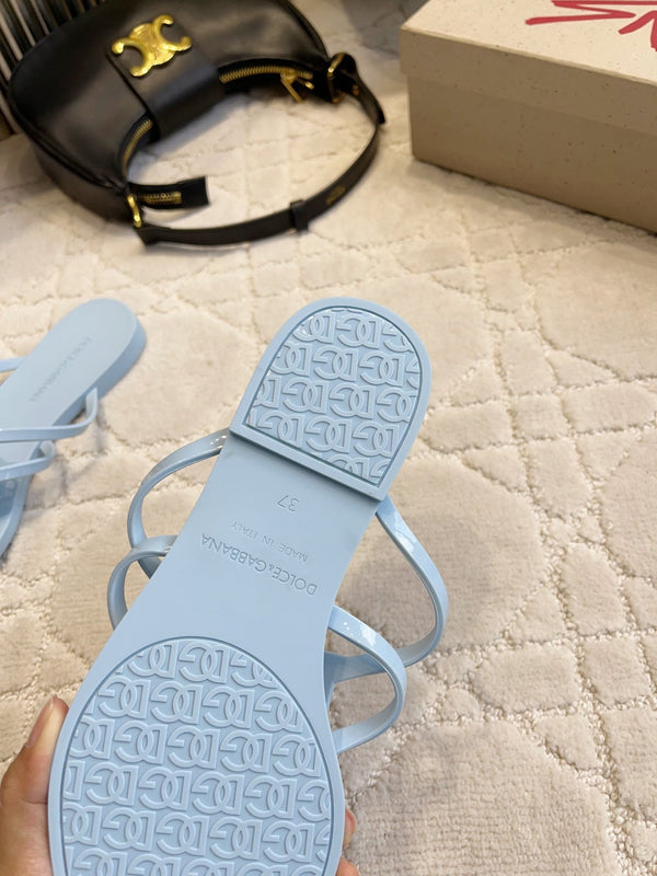 DG Logo Jelly Thong Sandals Blue Rubber 851866