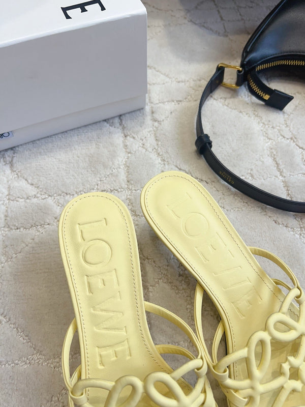 Loew Woven Square-Toe Sandals 3.5cm Yellow Lambskin 851674