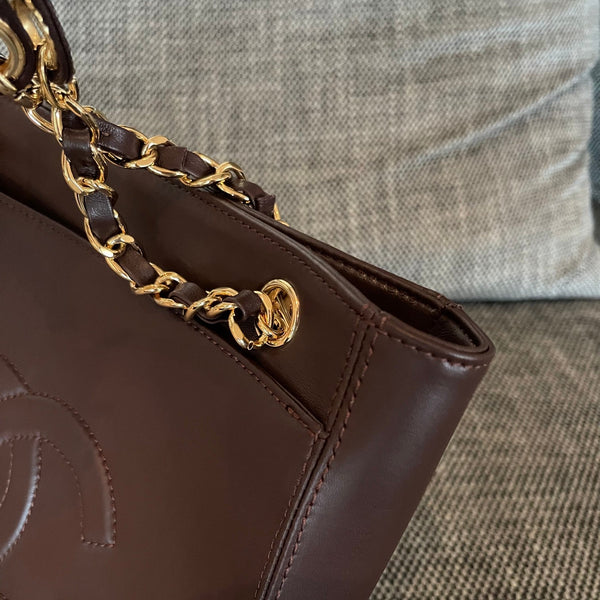 CC Vintage Turn-Lock Tote Bag 26cm Burgundy Leather