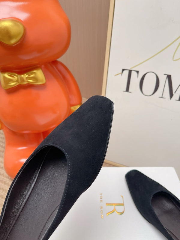 TR June Square Toe Mules Black Suede 856177