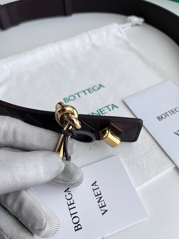 BV 26S Intreccio Andiamo Knot Buckle Belt 3cm Chocolate Calfskin 204860