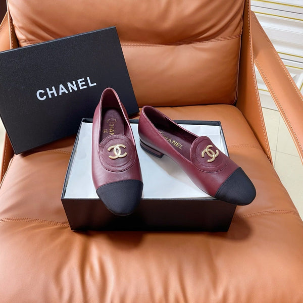 CC 26P Double C Loafers Burgundy Black Lambskin & Grosgrain 857973