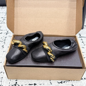 Alai Chain GHW Ballet Flats Black Cowhide Leather 880773