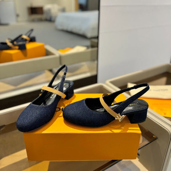 LV Romy Slingback Pumps Blue Denim 893591