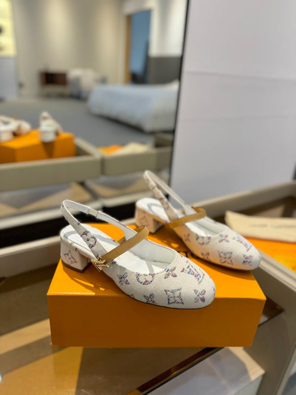 LV Romy Slingback Pumps White Multicolore Monogram Canvas 893590