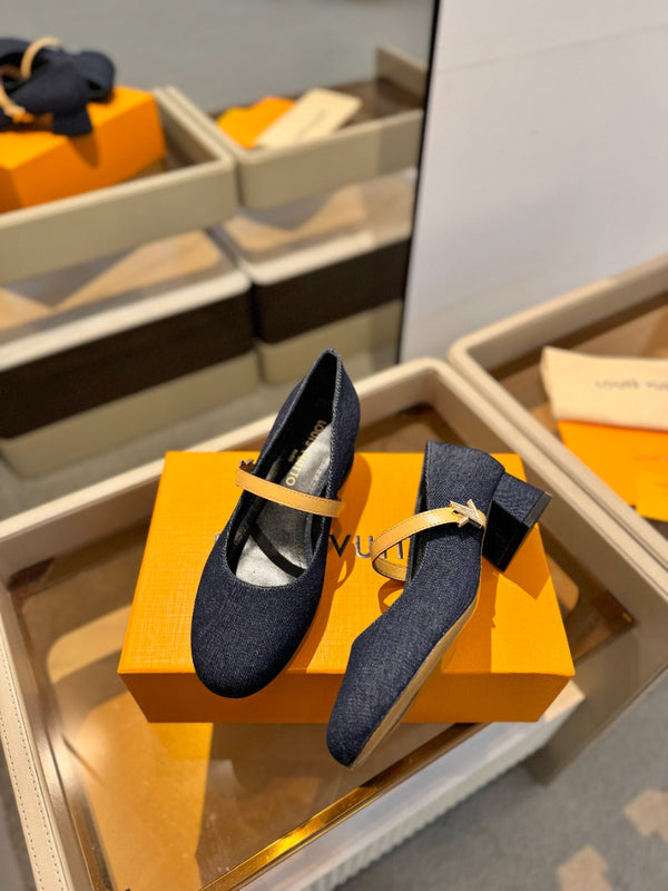 LV Romy Mary Jane Pumps Blue Denim 893585