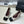 CC Square Toe Block Heel Pumps 90mm Beige Black Patent Leather 896861