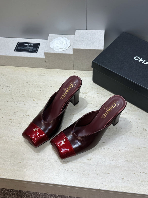CC Cap Toe Mules 90mm Burgundy Patent Leather  896856