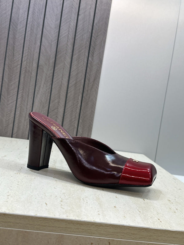 CC Cap Toe Mules 90mm Burgundy Patent Leather  896856