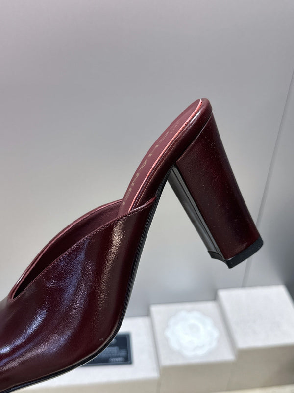 CC Cap Toe Mules 90mm Burgundy Patent Leather  896856
