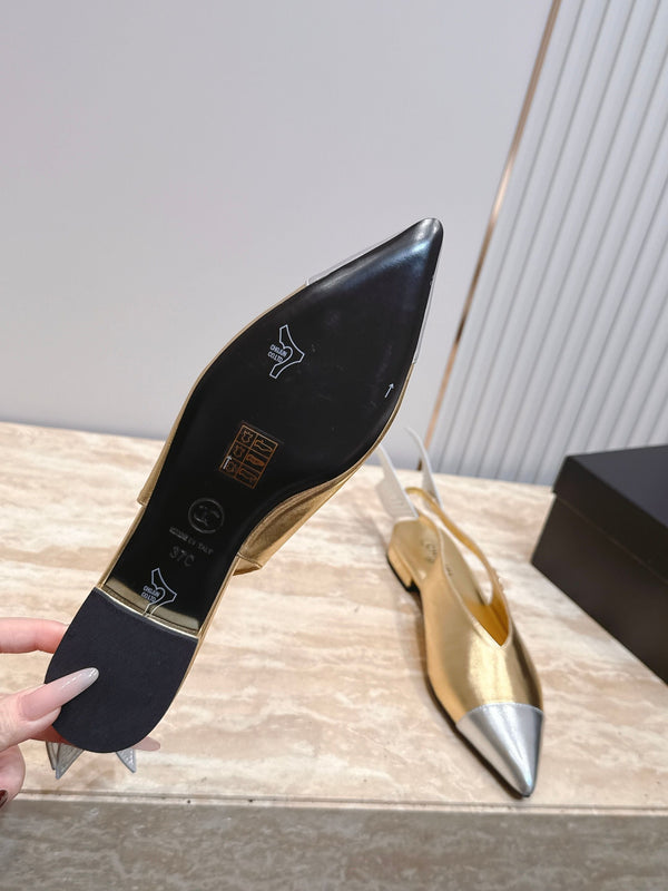 CC Métiers d'Art 2026 Slingback Flats Gold Metallic Lambskin 898972