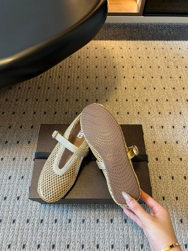Alaia 26ss Fishnet Ballet Flats Mesh