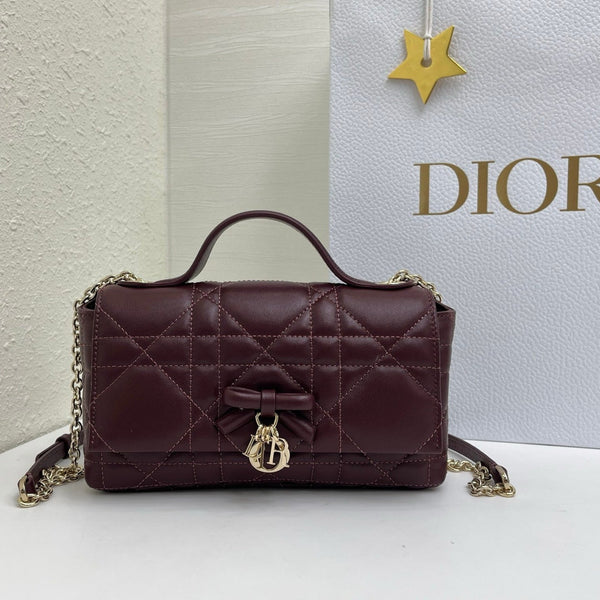 CD My Tender Top Handle Burgundy 21cm Burgundy  Macrocannage Leather 159471