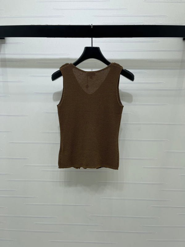 CC Ruffled V-Neck Knit Top Polyester 406486