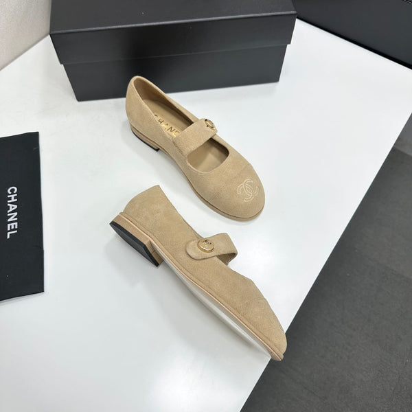 CC Mary Jane Flats Beige Suede 925647