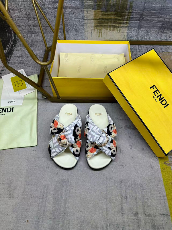 FF Feel Slides Grey Multicolor Printed Canvas 928524