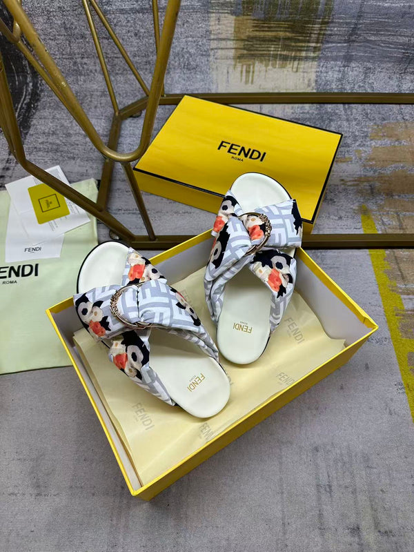 FF Feel Slides Grey Multicolor Printed Canvas 928524